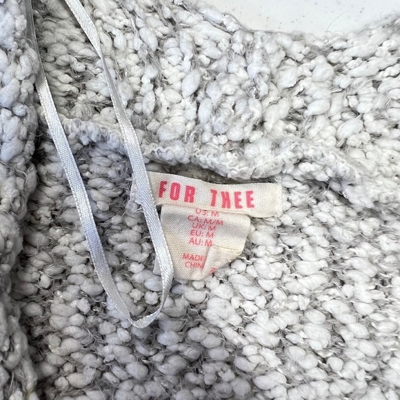 For Thee Gray & White Cardigan Sweater Medium - Picture 5 of 6